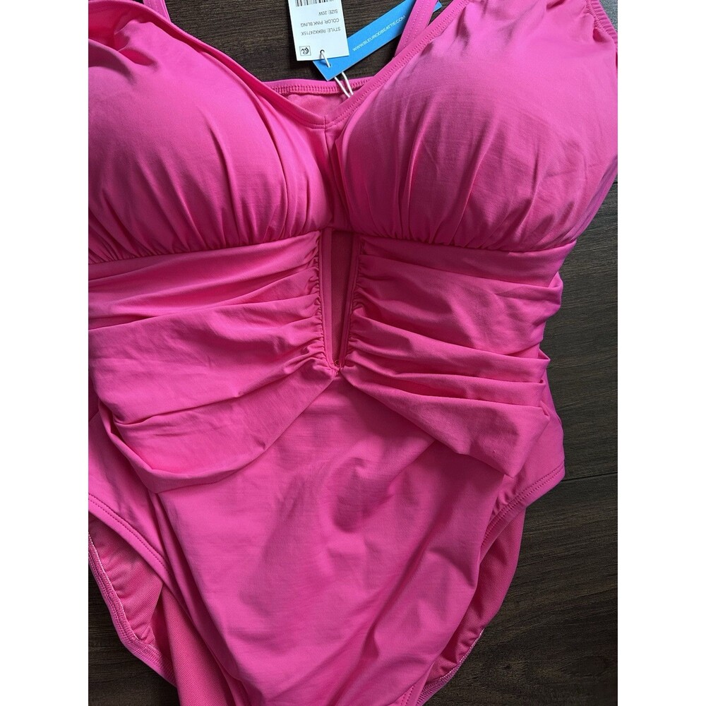 Bleu by Rod Beattie Women's Plus size Molded-Cup One-Piece Swimsuit Hot Pink 16W - Picture 6 of 10